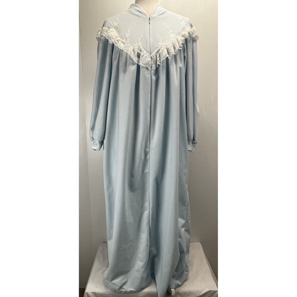 Vtg Gilligan O'Malley Fleece House Dress Robe Nightgown Sz M EUC Long Zip USA